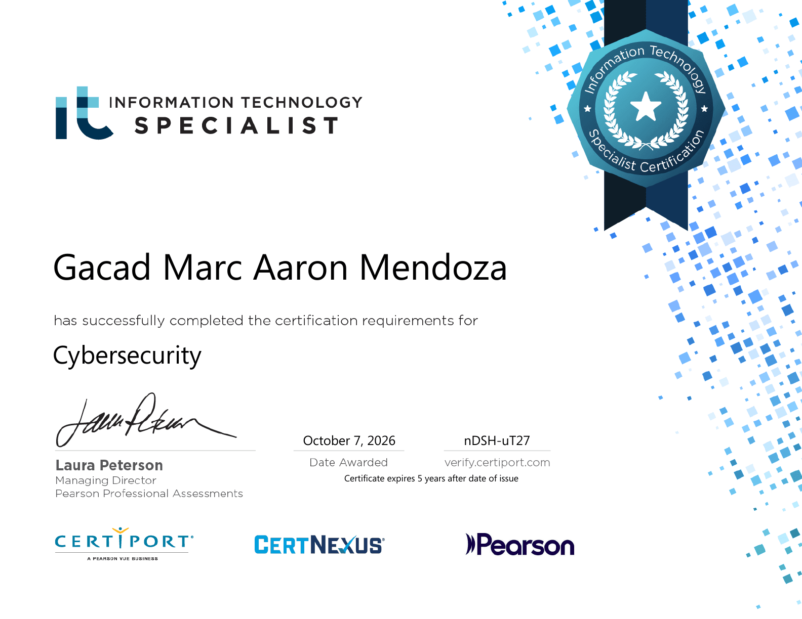 Cybersecurity certificate awarded to Marc Aaron